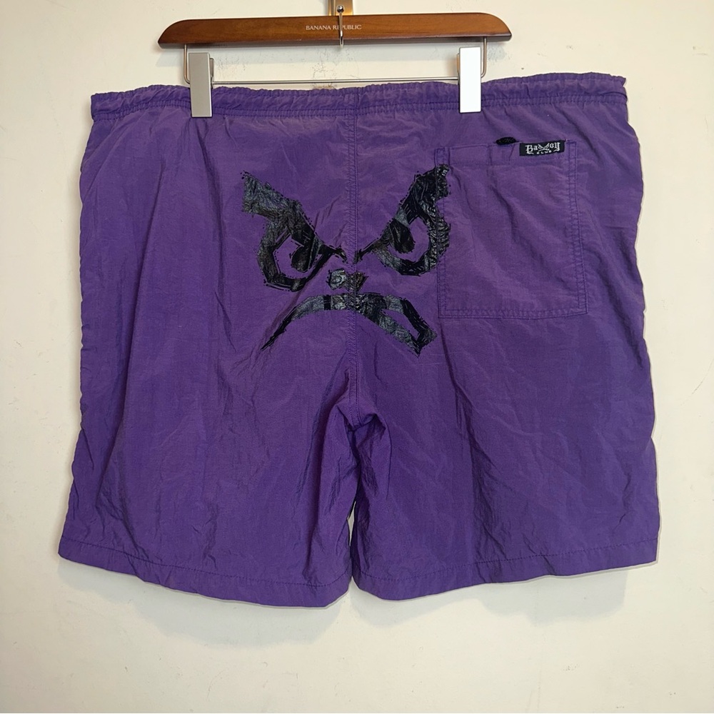 Purple Men's Swim Trunks with Graphic Detail